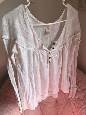 We The Free Soft Ivory Henley Gauze Tunic